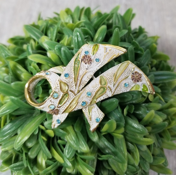 Vintage enameled signed BSK brooch - Picture 3 of 8